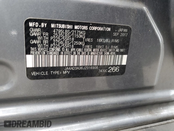 2018 Mitsubishi Outlander SE with VIN JA4AD3A36JZ016908, listed as a Copart auction lot 58906535 with 175,094 mi miles and Salvage title. Bid and sale history available at DreamBid. Image 13.