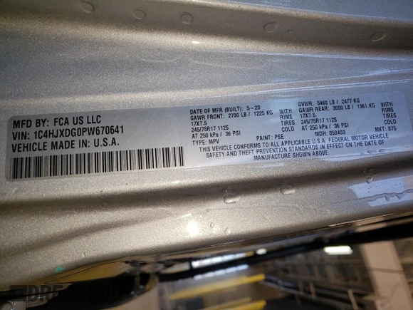 2023 Jeep Wrangler Sport S with VIN 1C4HJXDG0PW670641, listed as a Copart auction lot 41623195 with 27,266 mi miles and Salvage Title. Bid and sale history available at DreamBid. Image 13.