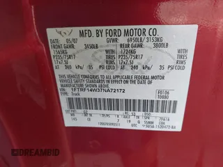 2007 Ford F-150 XL with VIN 1FTRF14W37NA72172, listed as a IAAI auction lot 42766079 with 188,648 mi miles and . Bid and sale history available at DreamBid. Image 9.