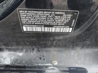 2021 Volkswagen Passat SE z VIN 1VWSA7A36MC014185, wystawiony jako IAAI lot #41915701 z przebiegiem 175 043 mil mil oraz . Historia ofert i sprzedaży dostępna na DreamBid. Obrazek 9.