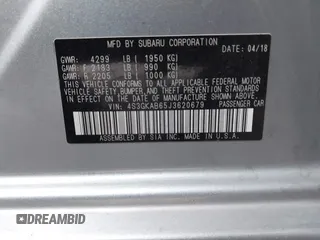 2018 Subaru Impreza Premium z VIN 4S3GKAB65J3620679, wystawiony jako IAAI lot #41752246 z przebiegiem 39 772 mil mil oraz . Historia ofert i sprzedaży dostępna na DreamBid. Obrazek 9.