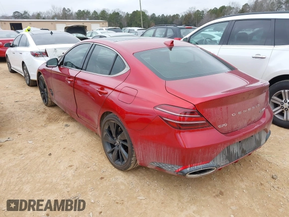 2023 Genesis G70 3.3T with VIN KMTG54TE7PU115245, listed as a IAAI auction lot 41420913 with 28,383 mi miles. Bid and sale history available at carsss.com. Image 3.