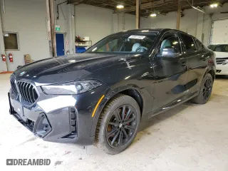2025 BMW X6 xDrive40i with VIN 5UX33EX08S9Y77906, listed as a Copart auction lot 53037505 with 2,923 mi miles and Clean Title. Bid and sale history available at carsss.com. Image 1.