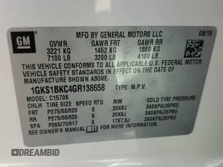 2016 GMC Yukon SLT with VIN 1GKS1BKC4GR138658, listed as a Copart auction lot 76634664 with 132,358 mi miles and Salvage Title. Bid and sale history available at carsss.com. Image 14.