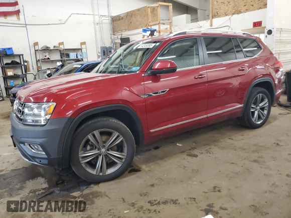 2019 Volkswagen Atlas SE z VIN 1V2XR2CA6KC575711, wystawiony jako Copart lot #54349395 z przebiegiem Nie podano mil oraz Szkoda całkowita • Salvage title. Historia ofert i sprzedaży dostępna na DreamBid. Obrazek 1.