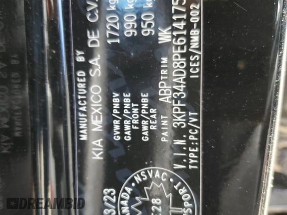 2023 Kia Forte GT-Line with VIN 3KPF34AD8PE614175, listed as a Copart auction lot 76866534 with 18,792 mi miles and Salvage Title. Bid and sale history available at carsss.com. Image 13.