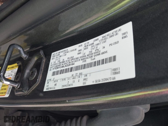 2020 Ford F-150 XL with VIN 1FTEW1C46LKD28184, listed as a IAAI auction lot 42071631 with 131,629 mi miles and . Bid and sale history available at DreamBid. Image 9.