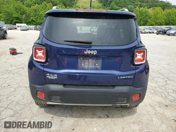 2016 Jeep Renegade Limited with VIN ZACCJBDT6GPD35696, listed as a Copart auction lot 59821795 with 153,831 mi miles and Salvage title. Bid and sale history available at DreamBid. Image 6.