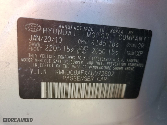 2010 Hyundai Elantra Touring SE with VIN KMHDC8AEXAU072802, listed as a Copart auction lot 73479004 with 129,854 mi miles and Salvage Title. Bid and sale history available at carsss.com. Image 12.