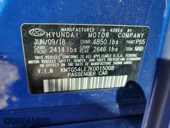 2019 Genesis G70 Advanced with VIN KMTG54LE7KU015008, listed as a Copart auction lot 76293874 with Not provided miles and Salvage title. Bid and sale history available at DreamBid. Image 13.