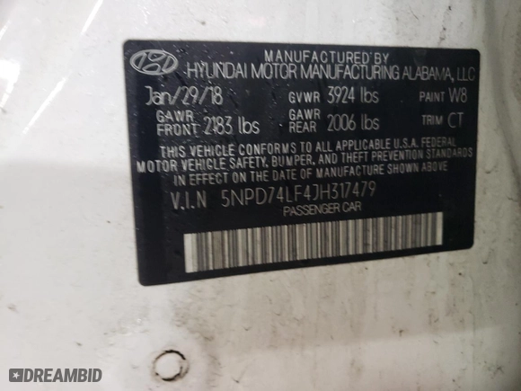 2018 Hyundai Elantra SE with VIN 5NPD74LF4JH317479, listed as a Copart auction lot 47806925 with 90,018 mi miles and Salvage Title. Bid and sale history available at carsss.com. Image 12.