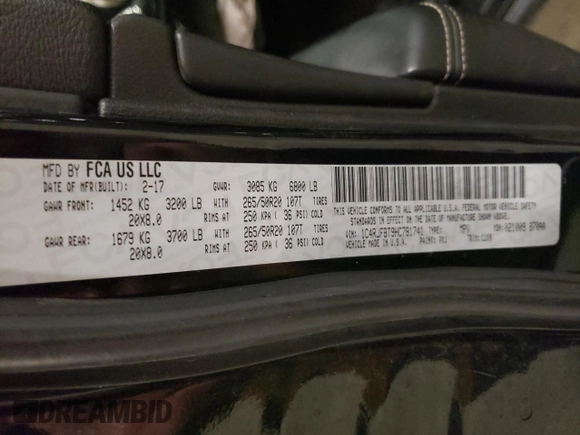 2017 Jeep Grand Cherokee Limited with VIN 1C4RJFBT9HC781741, listed as a Copart auction lot 41492185 with 87,713 mi miles and Salvage title. Bid and sale history available at DreamBid. Image 15.