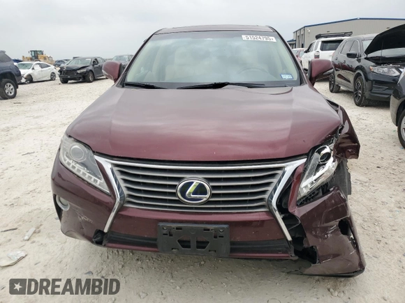 2013 Lexus RX 450h with VIN JTJZB1BA6D2413240, listed as a Copart auction lot 51524795 with 111,350 mi miles and Salvage title. Bid and sale history available at DreamBid. Image 5.