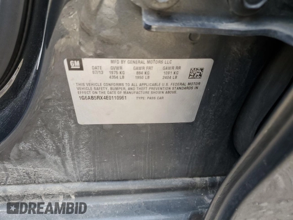 2014 Cadillac ATS Luxury RWD with VIN 1G6AB5RX4E0110961, listed as a Copart auction lot 50615165 with 80,089 mi miles and Salvage Title. Bid and sale history available at carsss.com. Image 12.