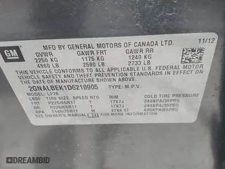 2013 Chevrolet Equinox LS with VIN 2GNALBEK1D6210905, listed as a IAAI auction lot 42027667 with 157,847 mi miles. Bid and sale history available at carsss.com. Image 9.