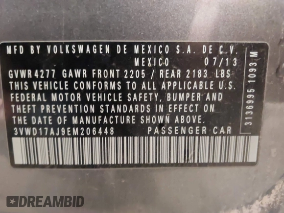 2014 Volkswagen Jetta SE with VIN 3VWD17AJ9EM206448, listed as a IAAI auction lot 42230731 with 144,159 mi miles and . Bid and sale history available at DreamBid. Image 9.