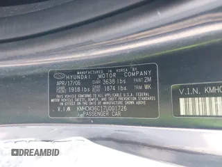 2007 Hyundai Accent GS with VIN KMHCM36C17U001726, listed as a IAAI auction lot 41962105 with 138,952 mi miles. Bid and sale history available at carsss.com. Image 9.