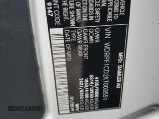 2019 Freightliner Sprinter z VIN WDRPF1CD2KT003551, wystawiony jako Copart lot #74924094 z przebiegiem 92 056 mil mil oraz Tytuł czysty. Historia ofert i sprzedaży dostępna na DreamBid. Obrazek 13.