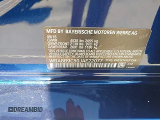 2018 BMW 3 Series 330i with VIN WBA8B9C50JAE22077, listed as a IAAI auction lot 42021848 with 34,229 mi miles and . Bid and sale history available at DreamBid. Image 9.