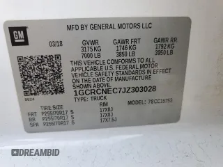 2018 Chevrolet Silverado 1500 Work Truck with VIN 1GCRCNEC7JZ303028, listed as a Copart auction lot 81156254 with 98,661 mi miles and Salvage Title. Bid and sale history available at carsss.com. Image 12.