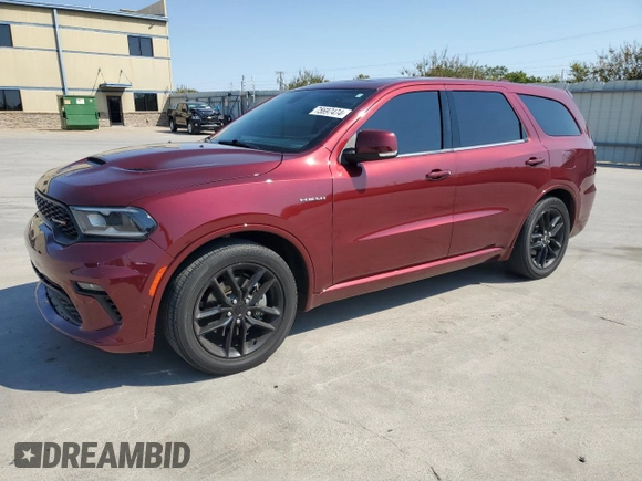 2021 Dodge Durango R/T with VIN 1C4SDHCT5MC626875, listed as a Copart auction lot 75697474 with 46,264 mi miles and Salvage Title. Bid and sale history available at DreamBid. Image 1.