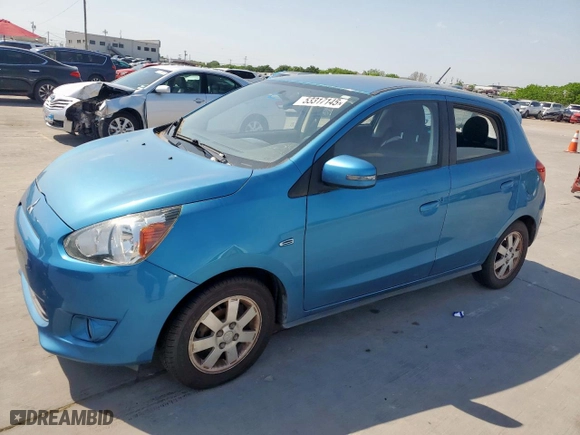 2015 Mitsubishi Mirage ES with VIN ML32A4HJ5FH007677, listed as a Copart auction lot 53317145 with 130,570 mi miles and Clean Title. Bid and sale history available at carsss.com. Image 1.