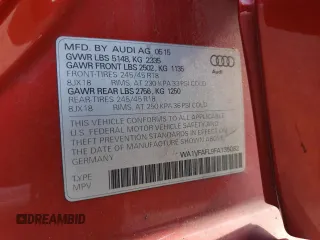 2015 Audi allroad Prestige with VIN WA1VFAFL9FA135082, listed as a Copart auction lot 63265714 with 90,174 mi miles and Salvage Title. Bid and sale history available at carsss.com. Image 14.