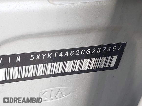 2012 Kia Sorento LX with VIN 5XYKT4A62CG237467, listed as a IAAI auction lot 41842045 with 113,357 mi miles. Bid and sale history available at carsss.com. Image 9.