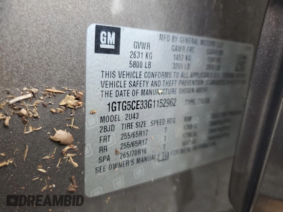 2016 GMC Canyon 2WD SLE with VIN 1GTG5CE33G1152962, listed as a Copart auction lot 74177544 with 0 mi miles and Salvage Title. Bid and sale history available at carsss.com. Image 13.