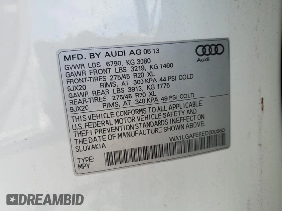 2014 Audi Q7 Premium Plus с VIN WA1LGAFE6ED000953, выставлен на аукционе Copart как лот 62193535 с пробегом 111 301 миль миль и Списание • Salvage title. История ставок и продаж доступна на DreamBid. Изображение 14.