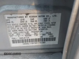 2002 Nissan Altima S with VIN 1N4AL11D72C174190, listed as a IAAI auction lot 41390812 with 171,646 mi miles. Bid and sale history available at carsss.com. Image 9.