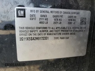 2017 Chevrolet Impala LS with VIN 2G11X5SA2H9172351, listed as a Copart auction lot 50820835 with 175,194 mi miles and Salvage title. Bid and sale history available at DreamBid. Image 14.