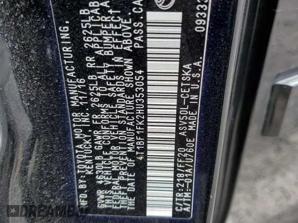 2017 Toyota Camry XLE with VIN 4T1BF1FK2HU353054, listed as a Copart auction lot 51609785 with 124,034 mi miles and Clean Title. Bid and sale history available at carsss.com. Image 14.