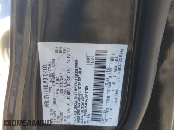 2009 Ford Explorer Eddie Bauer z VIN 1FMEU64E69UA17891, wystawiony jako Copart lot #84214514 z przebiegiem 179 380 mil mil oraz Szkoda całkowita • Salvage title. Historia ofert i sprzedaży dostępna na DreamBid. Obrazek 14.