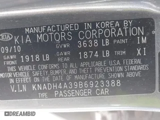 2011 Kia Rio LX with VIN KNADH4A39B6923388, listed as a IAAI auction lot 42060176 with 98,690 mi miles. Bid and sale history available at carsss.com. Image 9.