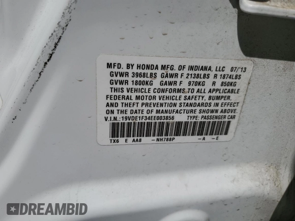 2014 Acura ILX z VIN 19VDE1F34EE003856, wystawiony jako Copart lot #55881985 z przebiegiem 100 529 mil mil oraz Szkoda całkowita • Salvage title. Historia ofert i sprzedaży dostępna na DreamBid. Obrazek 12.