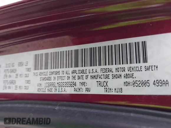 2016 Ram 1500 Big Horn с VIN 1C6RR6LM6GS355694, выставлен на аукционе IAAI как лот 41555066 с пробегом Не указан миль и . История ставок и продаж доступна на DreamBid. Изображение 9.