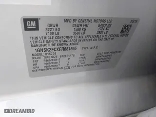 2015 Chevrolet Tahoe Commercial with VIN 1GNSK2ECXFR681555, listed as a IAAI auction lot 41975359 with 126,785 mi miles. Bid and sale history available at carsss.com. Image 9.