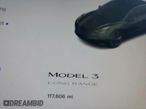 2019 Tesla Model 3 Mid Range with VIN 5YJ3E1EA3KF324201, listed as a Copart auction lot 43221185 with 117,606 mi miles and Salvage Title. Bid and sale history available at carsss.com. Image 9.