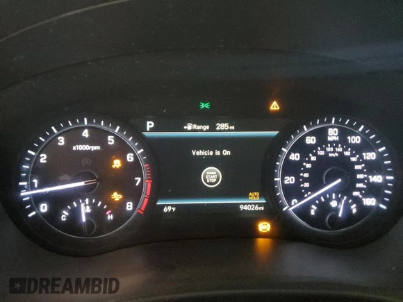2019 Genesis G80 3.8L with VIN KMTFN4JE2KU321466, listed as a Copart auction lot 44622055 with 94,026 mi miles and Salvage title. Bid and sale history available at DreamBid. Image 9.