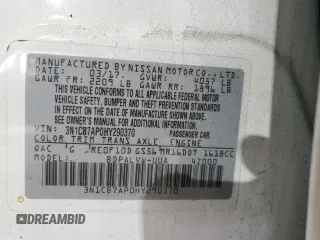 2017 Nissan Sentra Nismo с VIN 3N1CB7AP0HY290370, выставлен на аукционе Copart как лот 84062434 с пробегом 88 378 миль миль и Списание • Salvage title. История ставок и продаж доступна на DreamBid. Изображение 12.