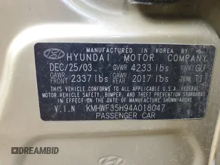 2004 Hyundai Sonata GLS with VIN KMHWF35H94A018047, listed as a Copart auction lot 62690804 with 176,336 mi miles and Salvage Title. Bid and sale history available at carsss.com. Image 12.