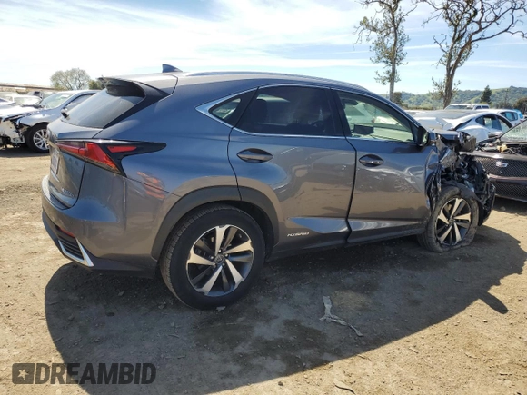 2019 Lexus NX 300h with VIN JTJBJRBZ1K2106287, listed as a Copart auction lot 50622065 with 56,259 mi miles and Salvage title. Bid and sale history available at DreamBid. Image 3.