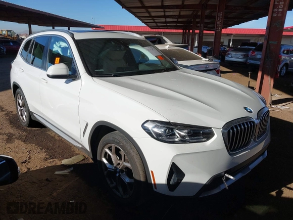 2022 BMW X3 sDrive30i with VIN WBX47DP01NN174649, listed as a IAAI auction lot 41232851 with 21,446 mi miles and . Bid and sale history available at DreamBid. Image 1.