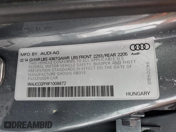 2015 Audi A3 1.8T Premium Plus with VIN WAUCCGFF6F1008872, listed as a Copart auction lot 51238055 with 160,843 mi miles and Clean Title. Bid and sale history available at carsss.com. Image 12.