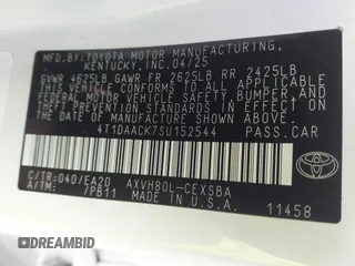 2025 Toyota Camry LE z VIN 4T1DAACK7SU152544, wystawiony jako IAAI lot #42489001 z przebiegiem 1 308 mil mil oraz . Historia ofert i sprzedaży dostępna na DreamBid. Obrazek 9.