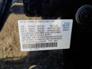 2020 Acura MDX w/Technology Pkg with VIN 5J8YD4H50LL035236, listed as a Copart auction lot 60808522 with 28,312 mi miles. Bid and sale history available at carsss.com. Image 10.