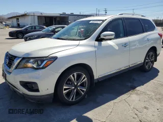 2018 Nissan Pathfinder Platinum z VIN 5N1DR2MN2JC656852, wystawiony jako Copart lot #68344424 z przebiegiem 53 802 mil mil oraz Szkoda całkowita • Salvage title. Historia ofert i sprzedaży dostępna na DreamBid. Obrazek 1.