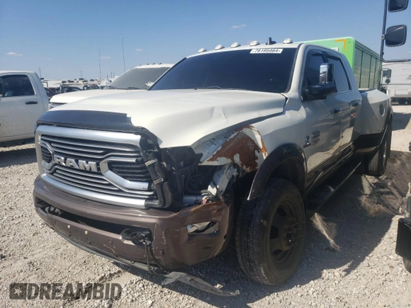 2018 Ram 3500 Longhorn with VIN 3C63RRNL9JG120328, listed as a Copart auction lot 78195464 with 181,517 mi miles and Salvage Title. Bid and sale history available at carsss.com. Image 1.