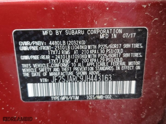 2018 Subaru Forester Limited with VIN JF2SJARC9JH443163, listed as a Copart auction lot 88891815 with 42,825 mi miles and Salvage Title. Bid and sale history available at carsss.com. Image 15.